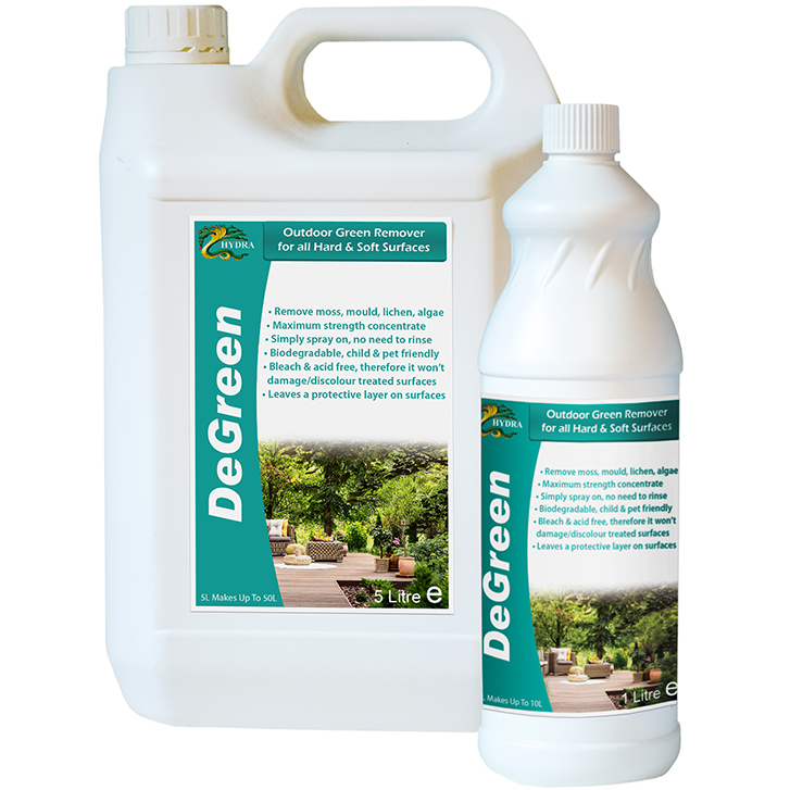 De-Green - Removes algae, moss, green fungus, from hard & soft surfaces
